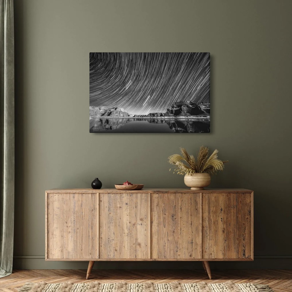 Tablou albnegru cu cerul și stele (90x60 cm)