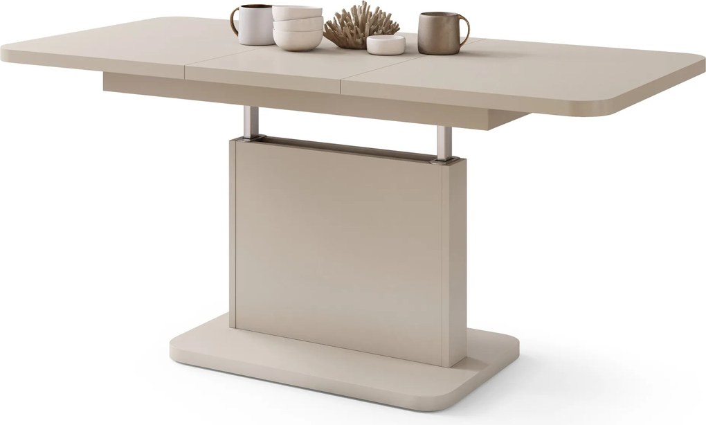 Mazzoni ASTON MINI-Z Bej (Șampanie) - MĂSUȚĂ DE CAFEA MODERNĂ EXTENSIBILĂ REGLABILĂ PE ÎNĂLȚIME MASĂ TRANSFORMABILĂ