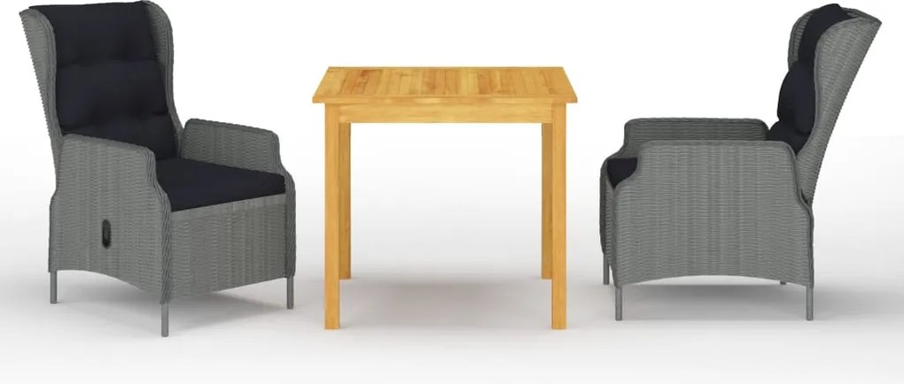 vidaXL Set mobilier pentru grădină, 3 piese, gri deschis