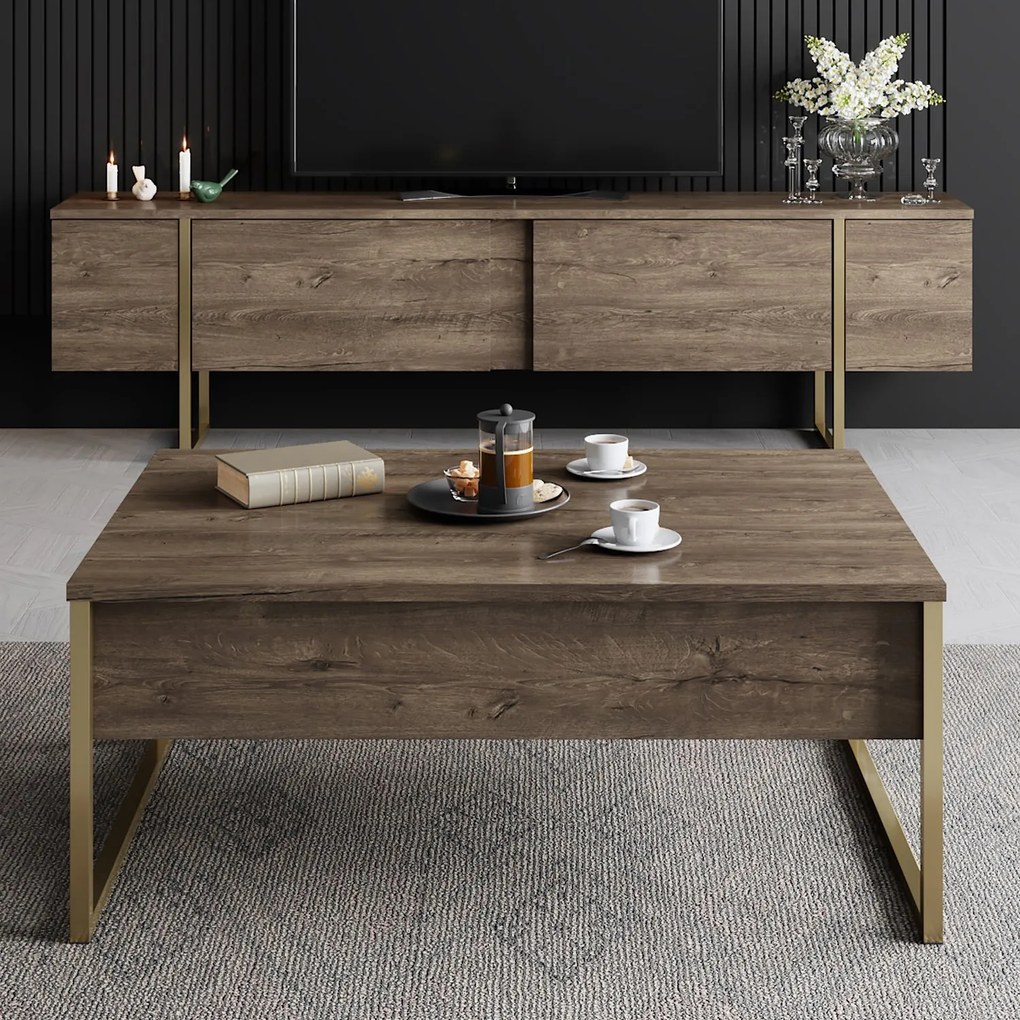 Măsuță de cafea Luna (Nuc + Auriu). 1073441