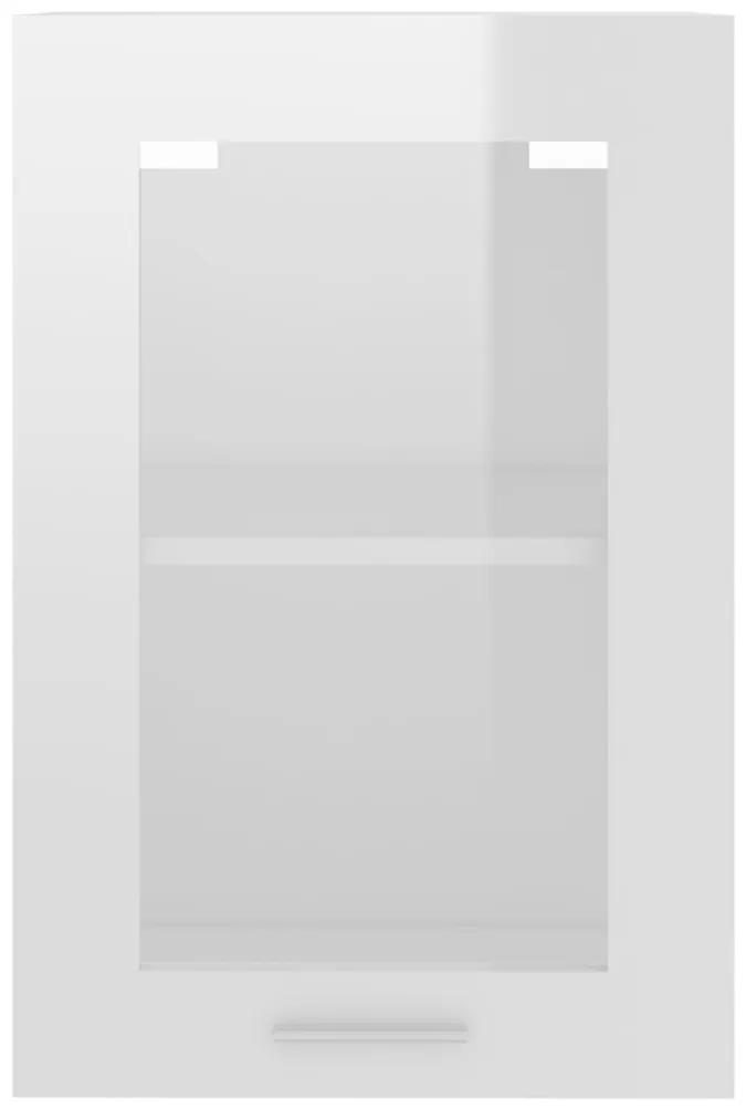 Dulap de sticla suspendat, alb extralucios, 40x31x60 cm, PAL Alb foarte lucios, Dulap suspendat din sticla 40 cm, 1