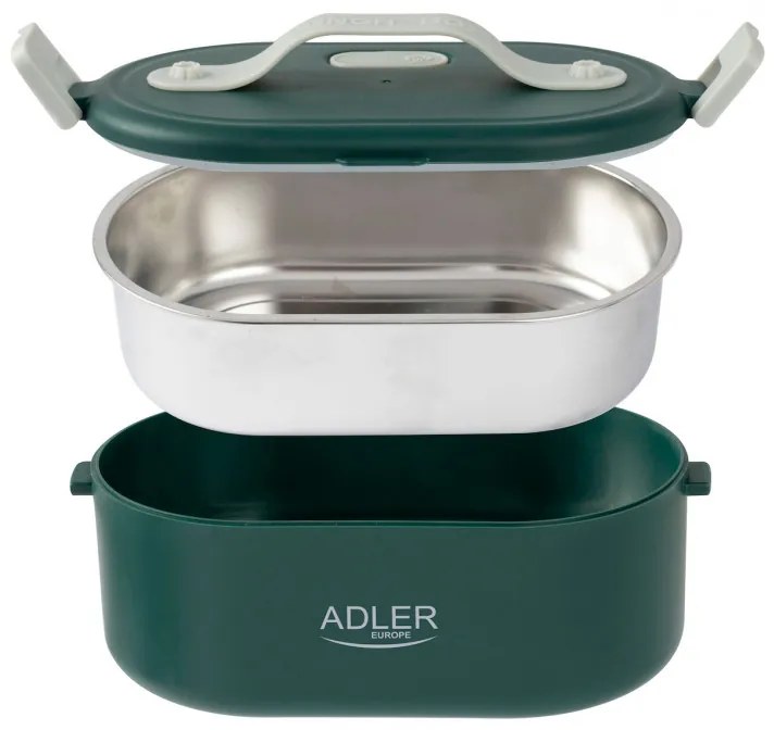 Cutie alimentara electrica Adler AD 4522, 45W, 0.8 L, Pana la 70°C, Recipient din otel inoxidabil, Geanta termica, Verde