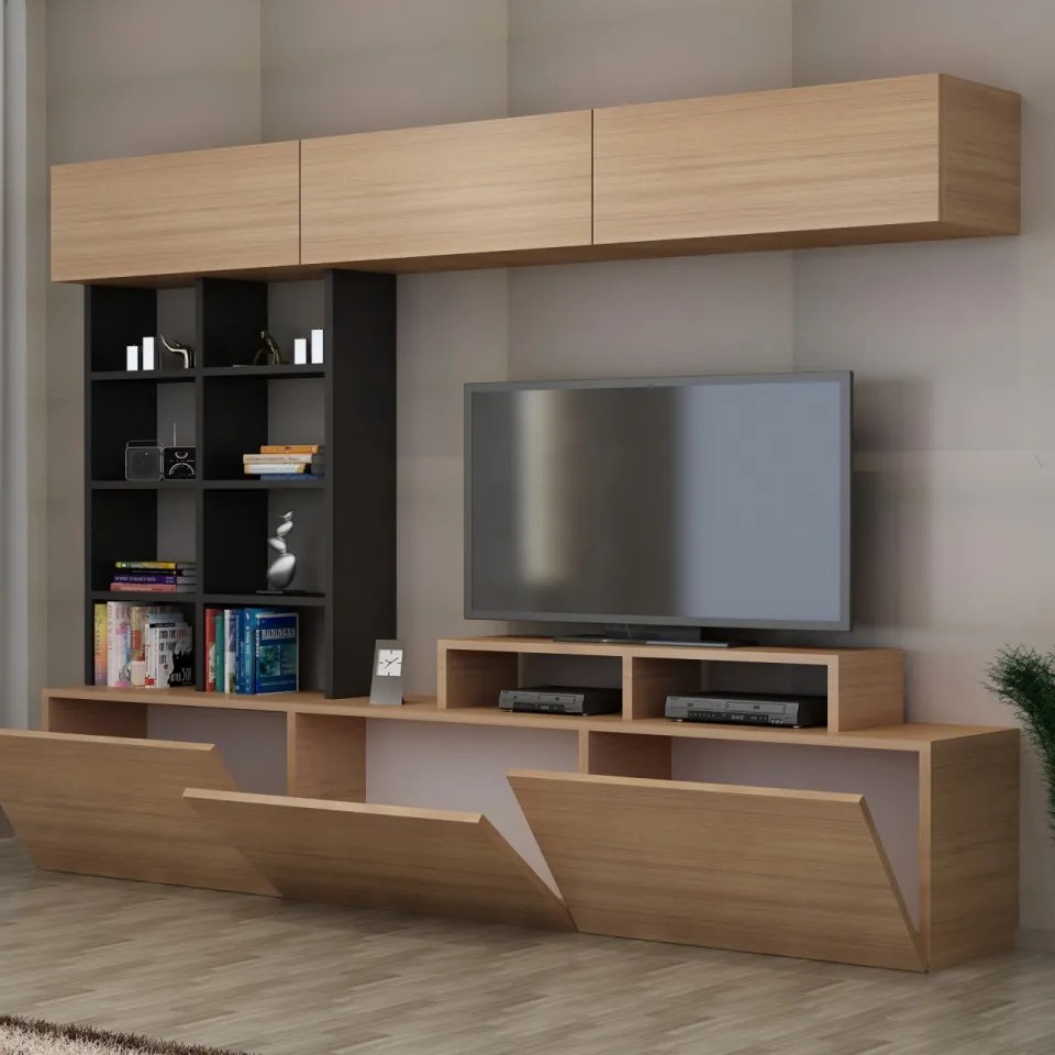 Ansamblu Comoda TV Sasa, Negru / Bej