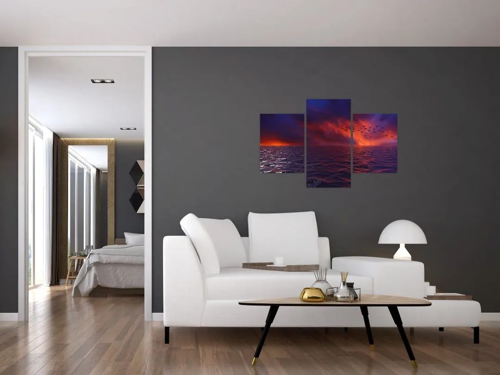Tablou cu mare și păsări (90x60 cm)