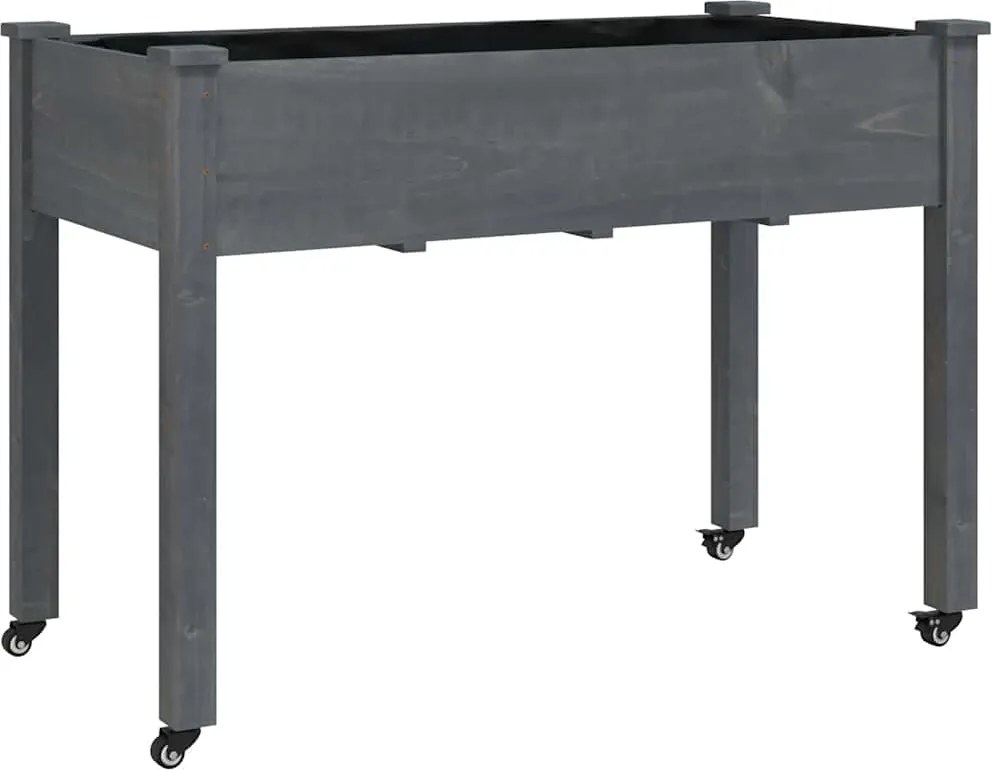 vidaXL Jardinieră pe roți cu căptușeală 118x59x80cm lemn masiv de brad