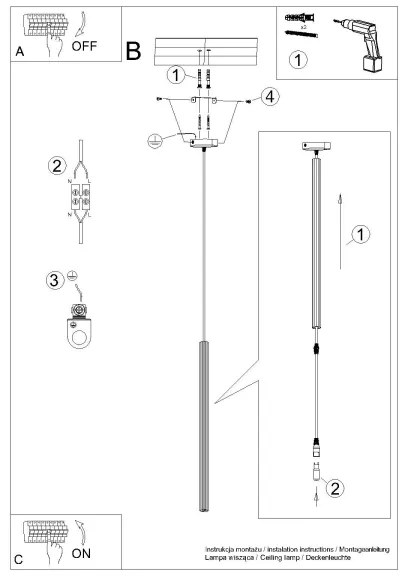 Lustră pe cablu Sollux SL.1339 ARCHE 1xG9/8W/230V auriu