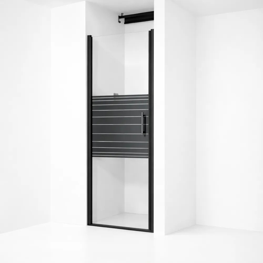 Madeira Black Pattern 80 ușă de duș care se deschide, 190cm, 6mm