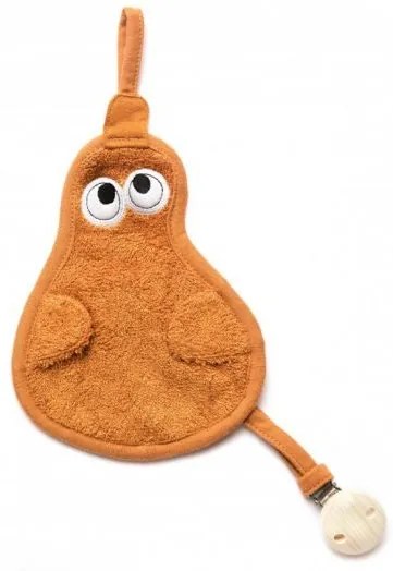 Textil din bambus pentru dentitie cu agatatoare suzeta din lemn Para Inca Rust