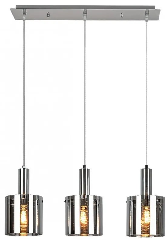 Lustra cu 3 Pendule design modern Donati crom/fumuriu
