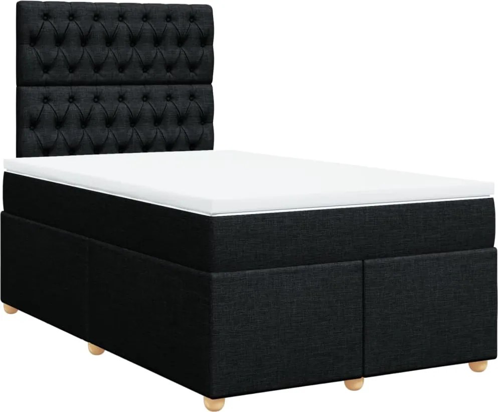 vidaXL Pat box spring cu saltea, negru, 120x190 cm, catifea