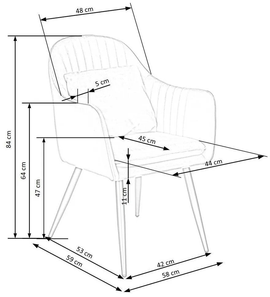 Scaun de bucaterie Ellen, gri