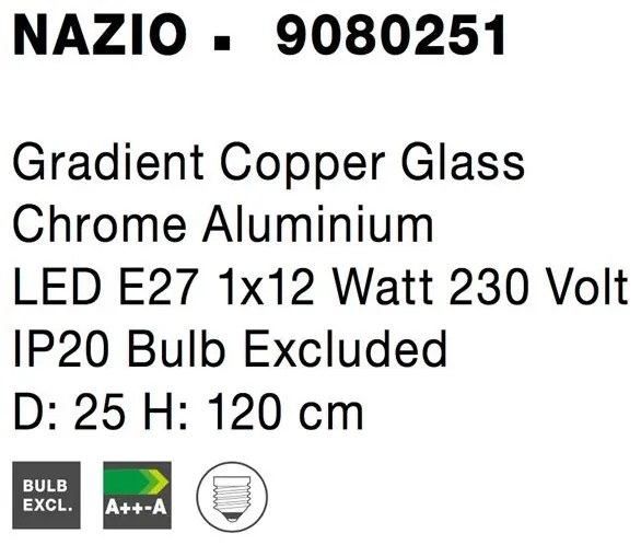 Pendul design modern NAZIO, 25cm, cupru NVL-9080251