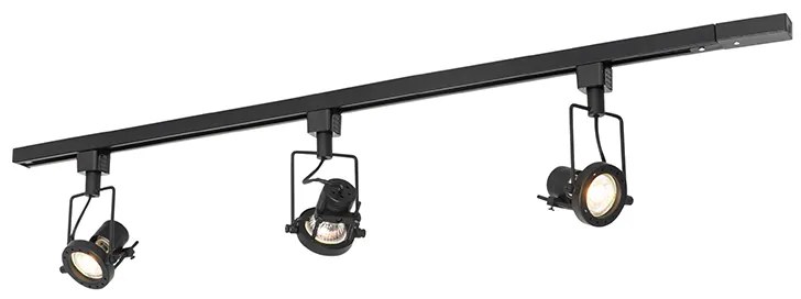 Sistem de șine industrial cu 3 spoturi monofazate negru - Suplux