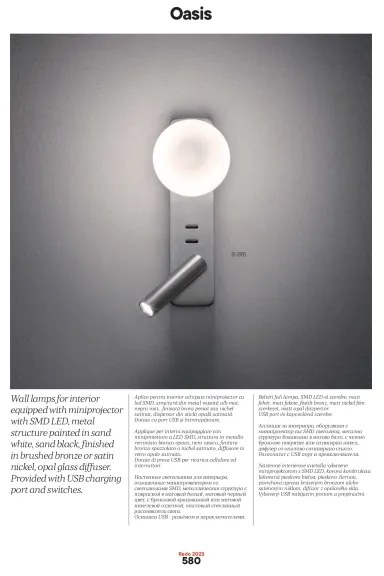 Redo 01-2993 - Aplică de perete LED OASIS LED/3W/230V+1xG9/10W USB CRI 90 crom