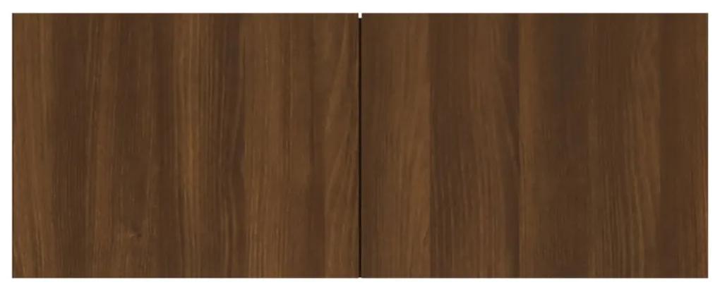 Comode TV, 2 buc., stejar maro, 80x30x30 cm, lemn prelucrat 2, Stejar brun