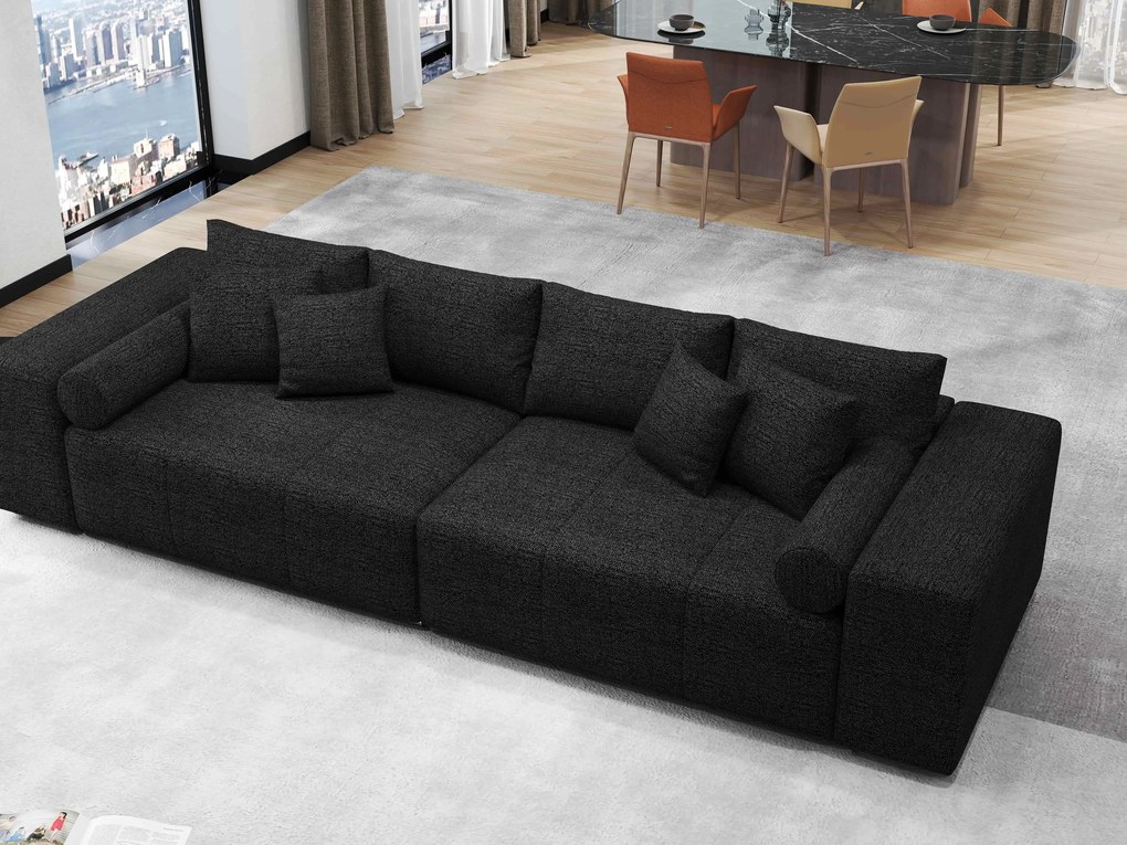 Canapea extensibilă dumonde cu ladă de depozitare si sezut confortabil din spuma high-density, Marbela Enjoy Black XXL 295x100 cm