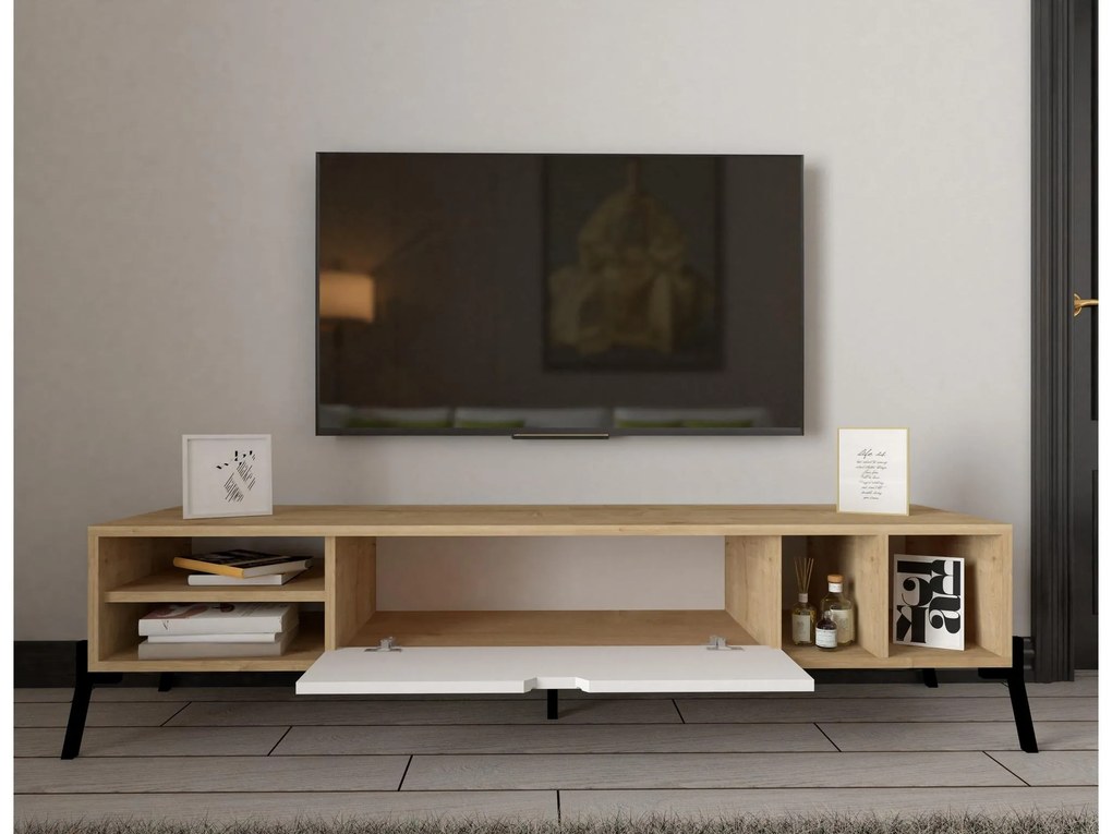 Set mobilier living Ponusetta (Stejar zafir + alb). 1107147