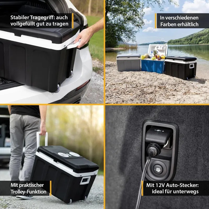 Lada frigorifica electrica First Austria FA-5170-2-BA, 58W, 40 L, Clasa F, 240/12V, Organizare interna, Negru/Alb