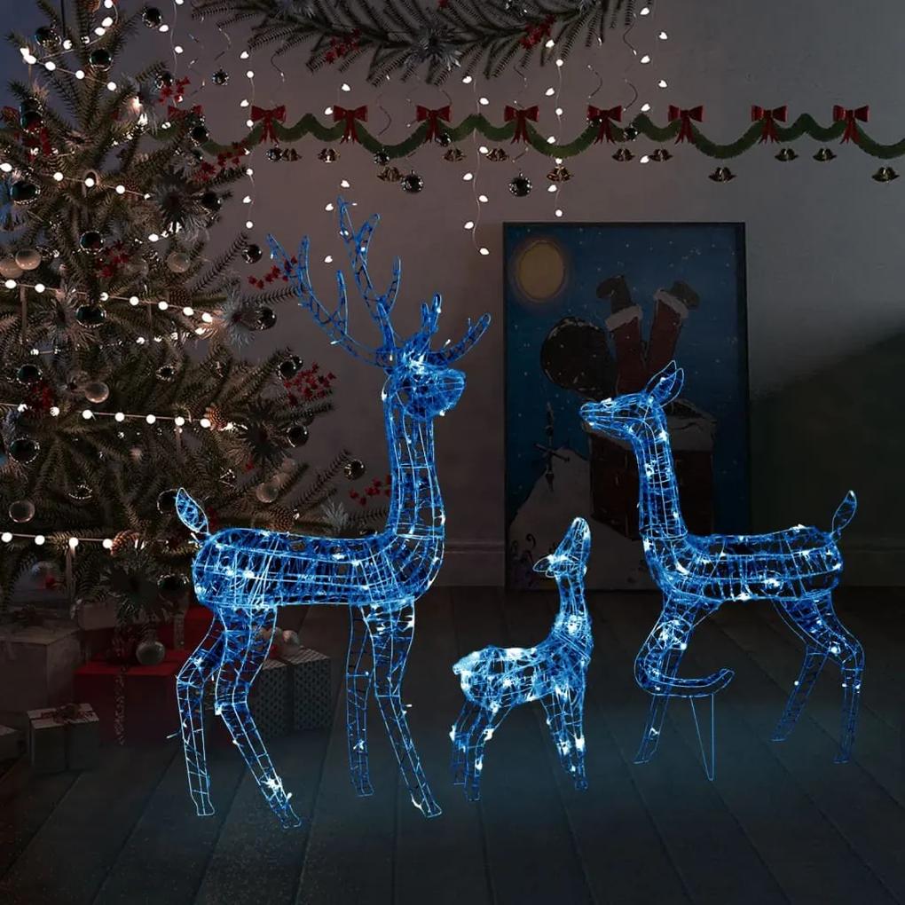 Decoratiune de Craciun familie reni 300 LED-uri albastru acril 1, Albastru