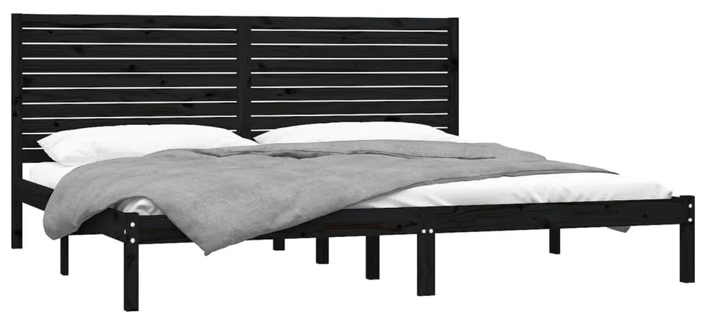 Cadru de pat Super King 6FT, negru, 180x200 cm, lemn masiv Negru, 180 x 200 cm