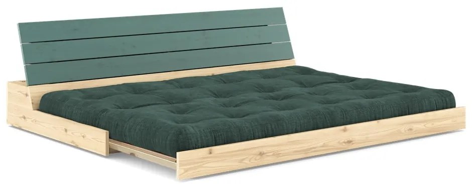 Canapea verde-închis extensibilă cu tapițerie din catifea reiată 196 cm Base – Karup Design