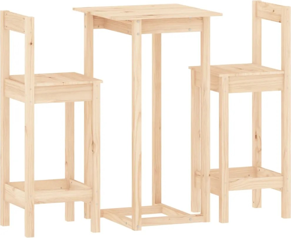 vidaXL Set mobilier de bar, 3 piese, lemn masiv de pin