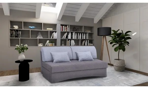 Canapea extensibilă tapițată PAUL, 3 locuri, pentru dormit zilnic, fără cotiere, gri