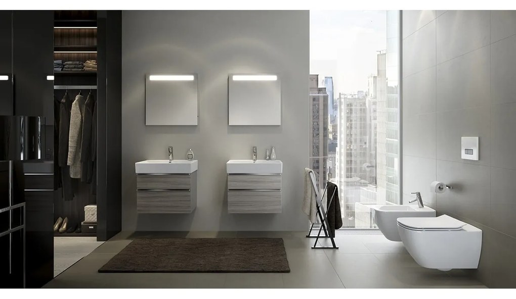 Dulap baie suspendat pentru lavoar 60 cm stejar Cersanit Metropolitan