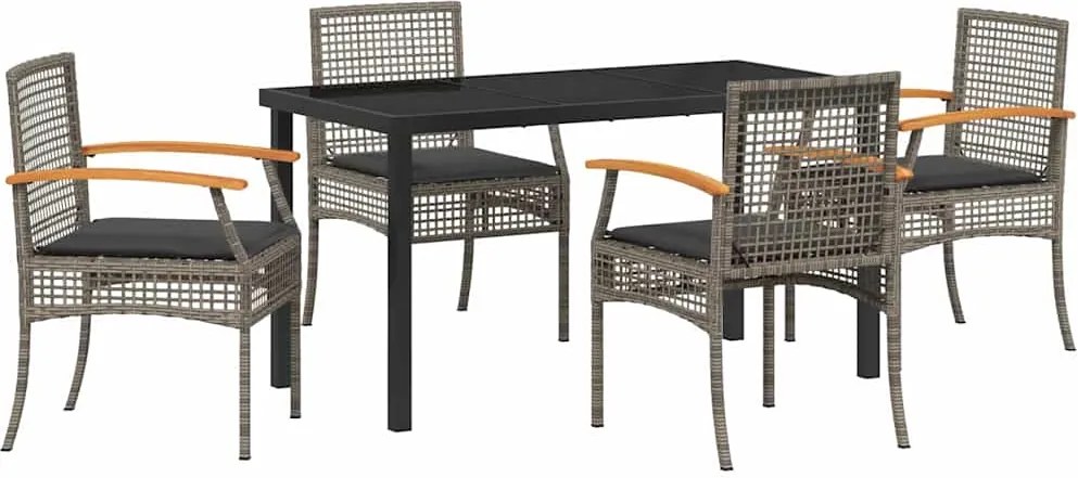 vidaXL Set de masă pentru grădină 5 pcs Gri poliratan