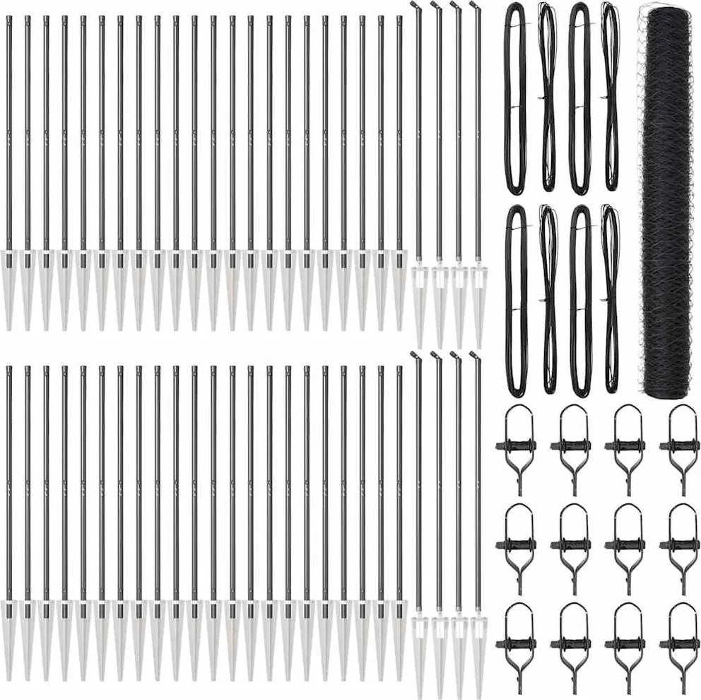 vidaXL Stâlp de gard. Gri 100 x 1,4 m (plasă de 50 mm) Oțel și PVC