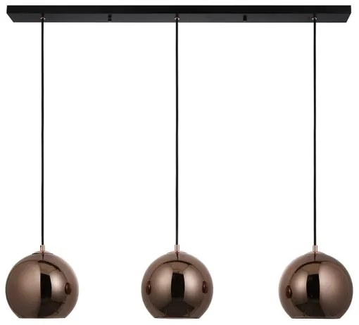 Lustră pe cablu Endon 102929 BOLI 3xE27/10W/230V negru/maro fumuriu