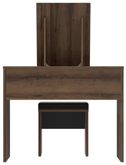 Masă de toaletă JUNO cu taburet, 45 x 29,6 cm, maro/negru