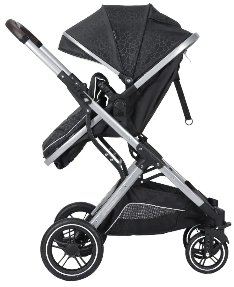 Carucior nou nascuti 2 in 1 NOVOKIDS™ H3100 series, Cu geanta bebe, Cadru Aluminiu, Amortizoare, Roti din cauciuc plin AVE, Landou, Spatar reglabil 3