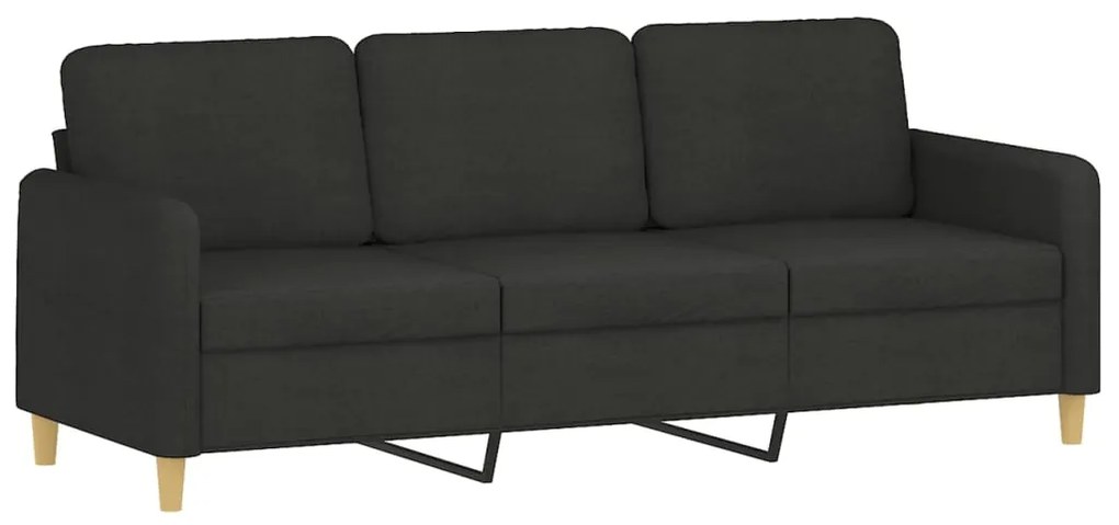 349101 vidaXL Canapea cu 3 locuri, negru, 180 cm, material textil