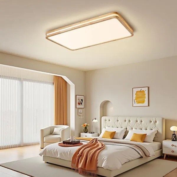 Brilagi - Corp de iluminat LED reglabil MOLINA SQUARE LED/128W/230V, stejar, 90x60 cm + telecomandă