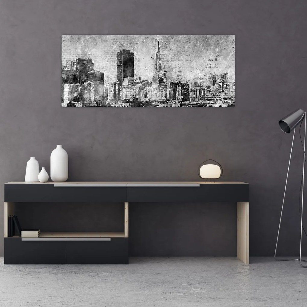 Tablou - Oraș de artă de cafea (120x50 cm)