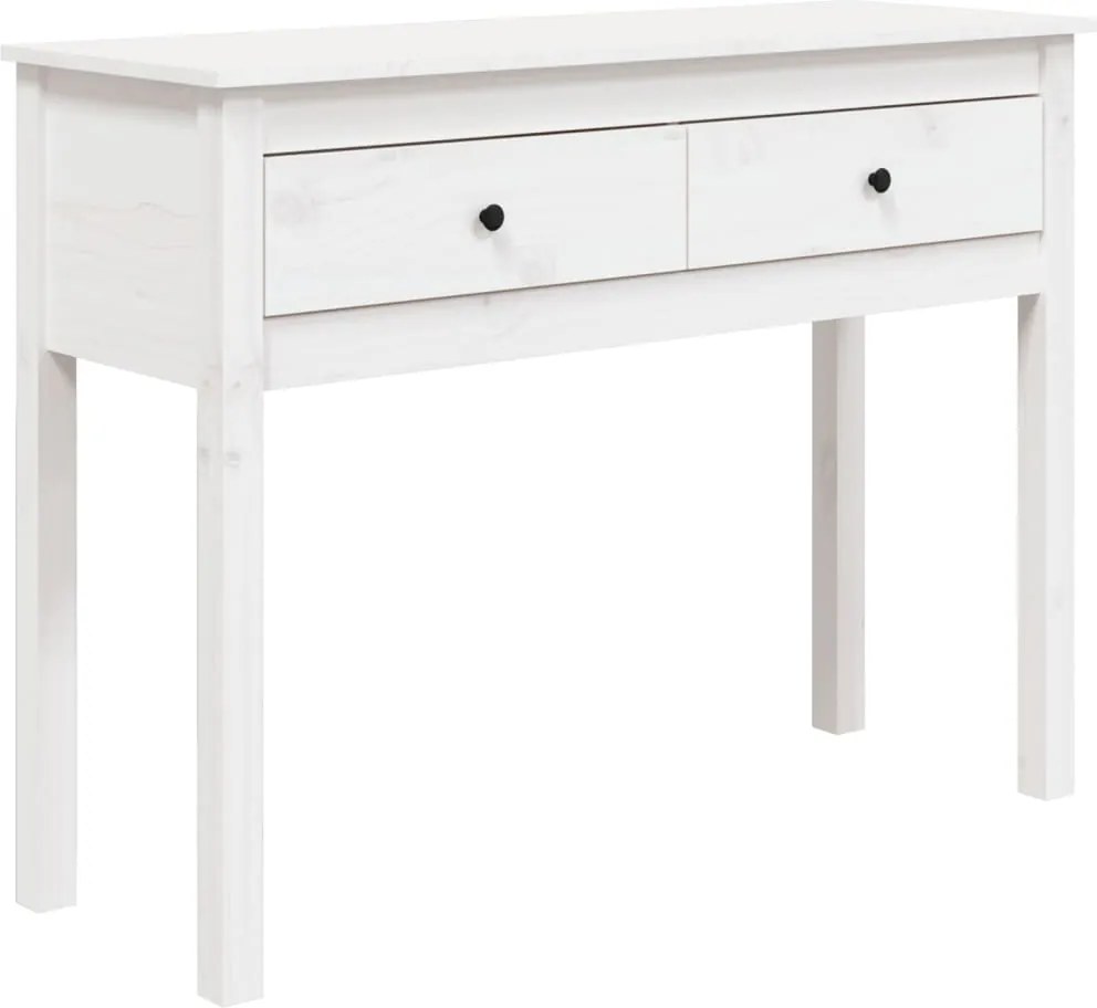 vidaXL Masă consolă, alb, 100x35x75 cm, lemn masiv de pin