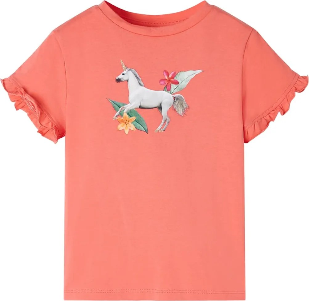 vidaXL Tricou de copii cu mâneci scurte, corai, 104
