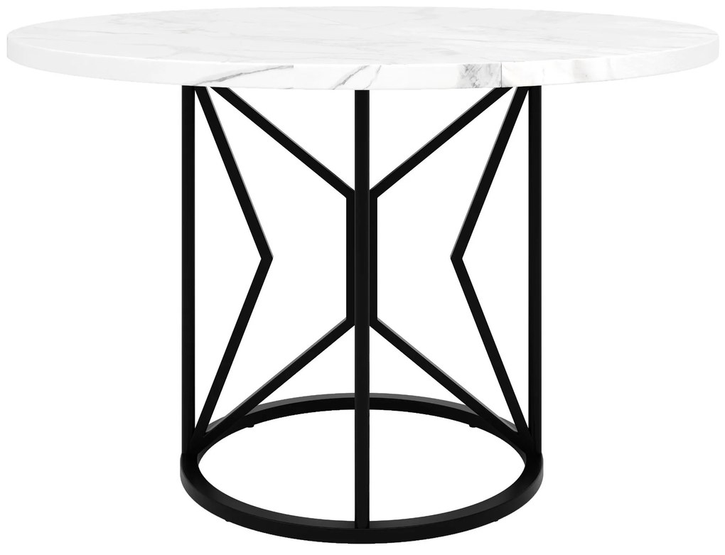 Masă rotundă de dining din MDF, Alb+Negru | Aosom Romania