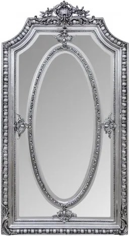Oglinda dreptunghiulara argintie cu rama din lemn 118x207 cm Baroque Versmissen