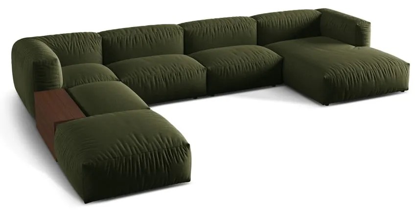 Colțar modular verde (cu colț pe partea stângă /în formă de "U") Martina – Micadoni Home