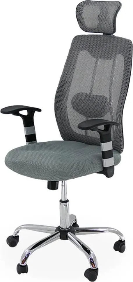 Scaun ergonomic OFF 988 gri, tetieră și suport lombar reglabil