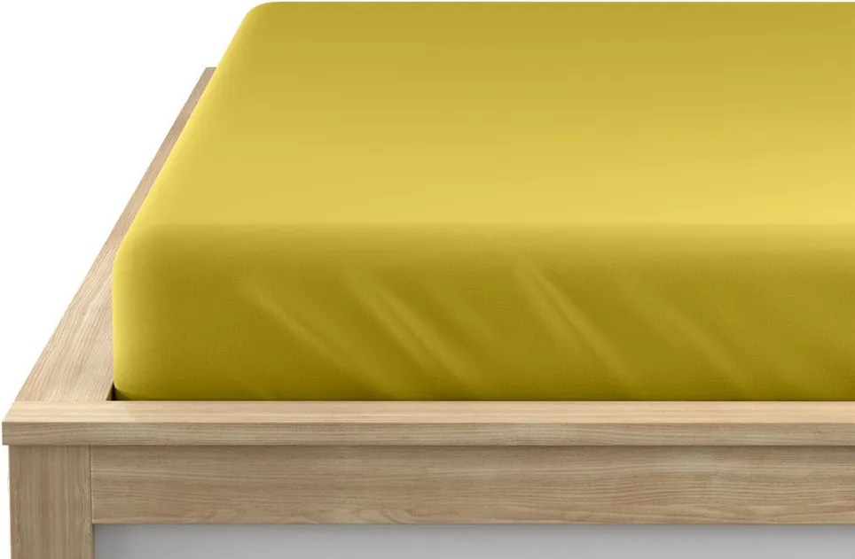 Cearsaf Jersey galben 180 x 200 cm