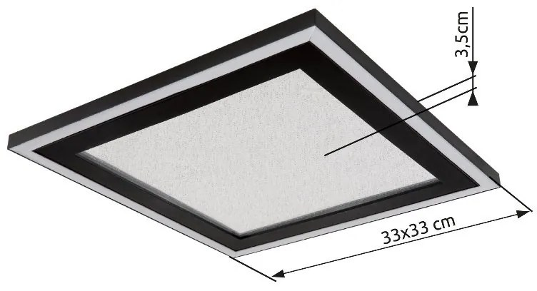 Plafoniera LED design slim DAVIES 33x33cm