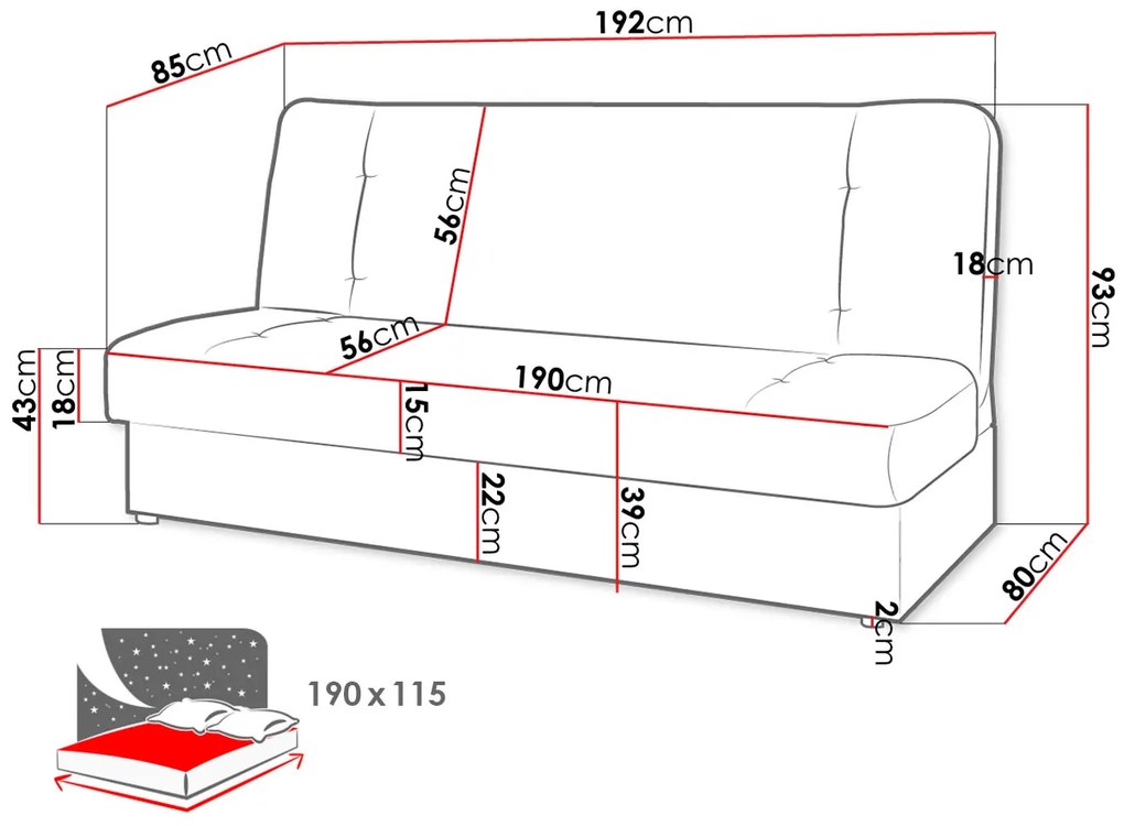 Canapea extensibilă Korina (lawa 06) (cu sp. depozitare). Promo -17%. 1051138