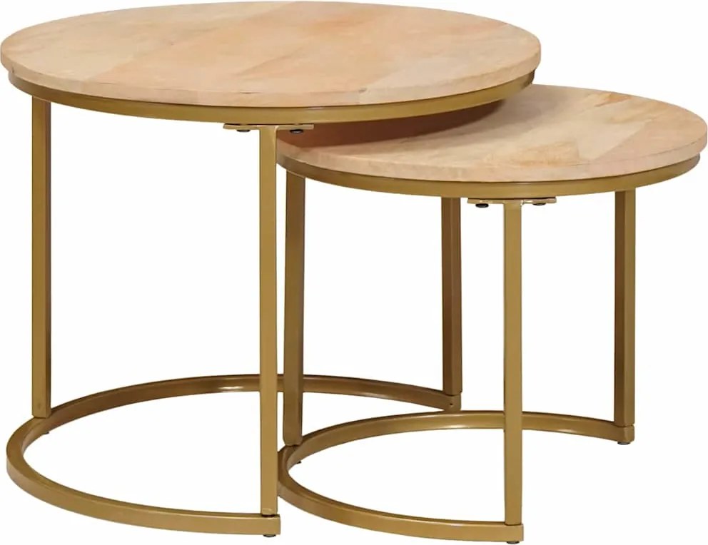 vidaXL Mese de Cafea Nesting 2 pcs Maro Lemn masiv de mango și oțel