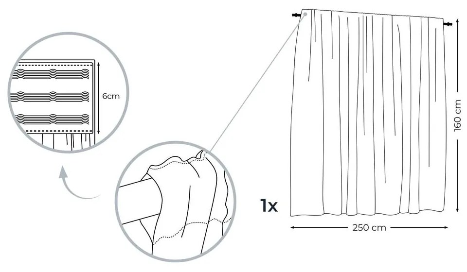 Perdea AmeliaHome Voile Pleat, 160 x 250 cm, turcoaz