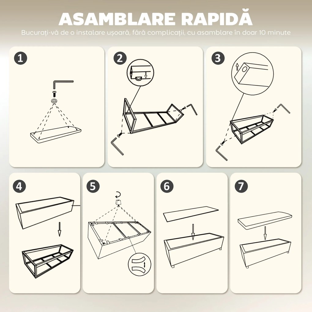 HOMCOM Bancă de Depozitare de 84L, din Țesătură cu Efect de Catifea și Oțel, 112x42x40 cm, Bej | Aosom Romania