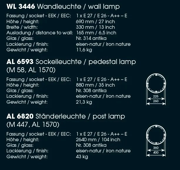 Aplica iluminat exterior din fier forjat, WL 3475