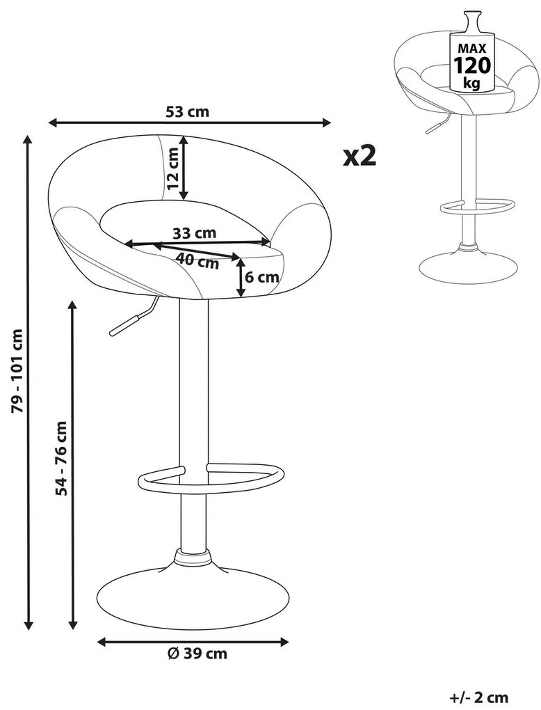 Set scaune tip bar 2buc. Pria (gri). 1010050